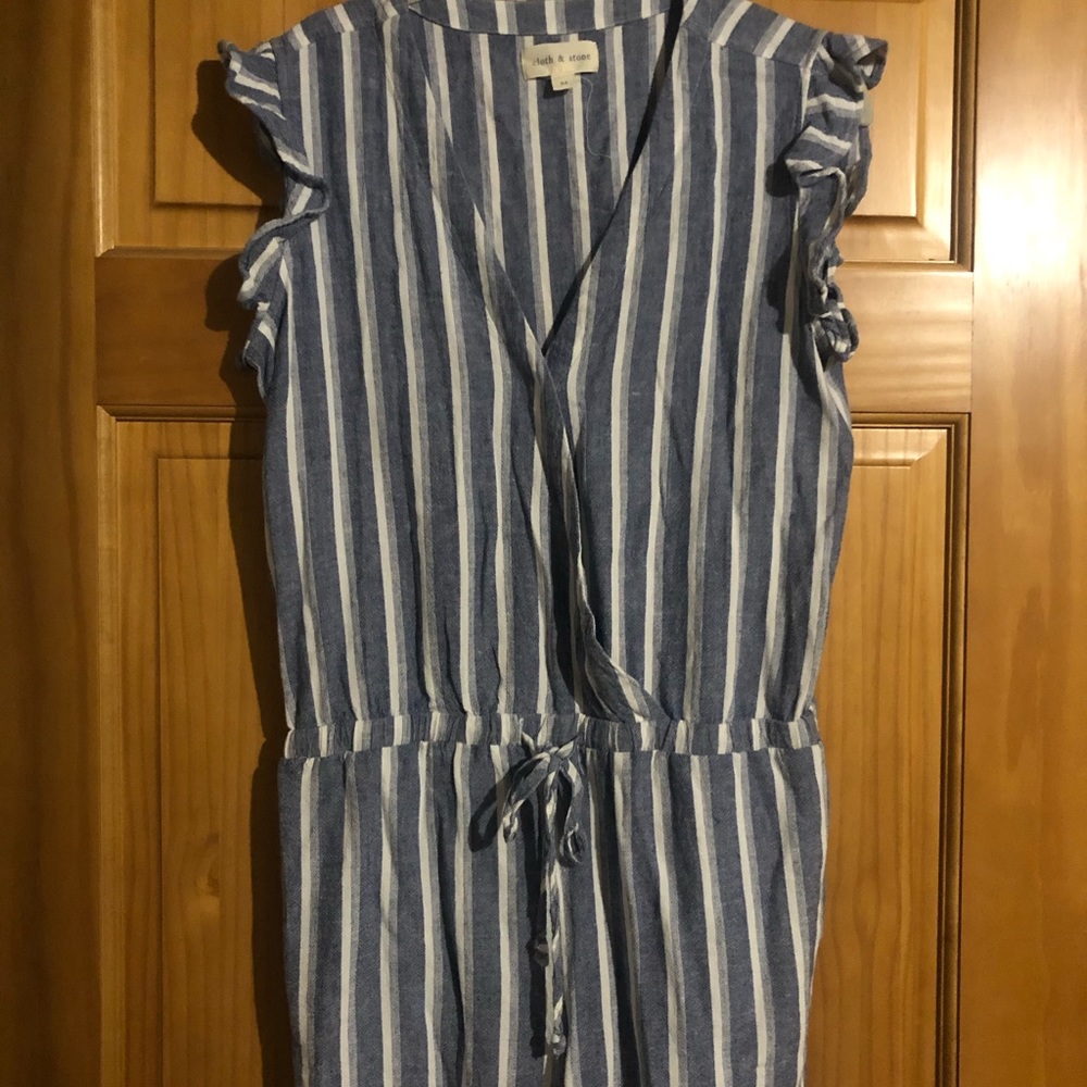 Cloth & Stone Blue and White Striped Jumpsuit